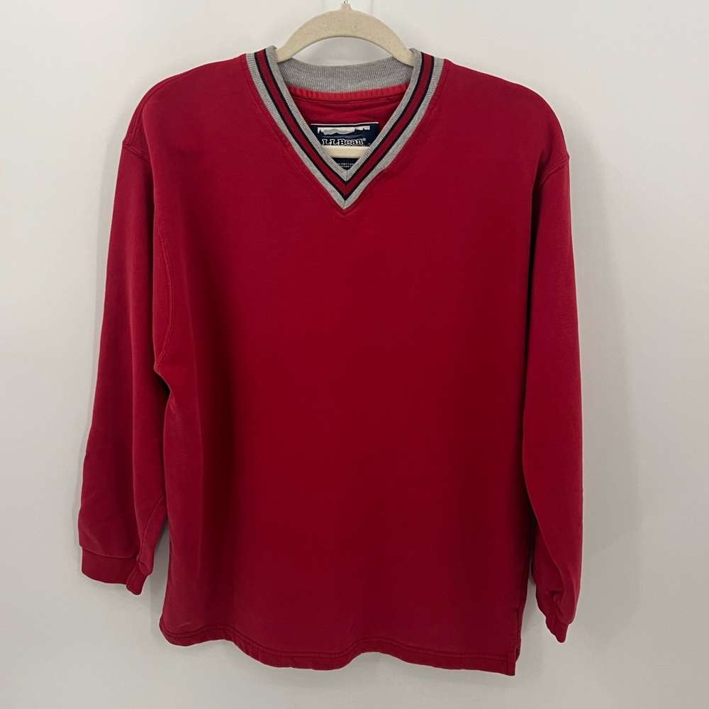 Vintage L.L. Bean X Russell Athletic red v-neck sweatshirt